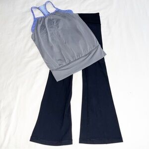 Ivivva Girls gray tank top Black Flare Leggings size 4/6